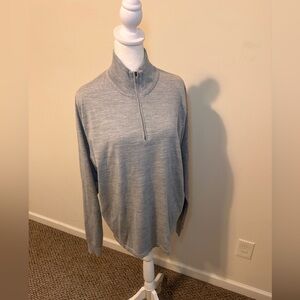 Nordstrom Men's Heather Gray Quarter Zip Wool Blend Sweater Size Large